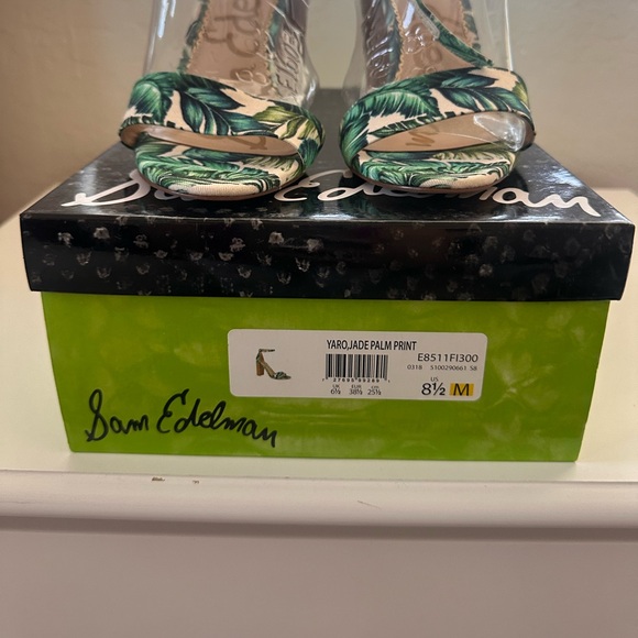 Sam Edelman Yaro, Jade Palm Print heeled Sandals Size 8 1/2 - Picture 5 of 9